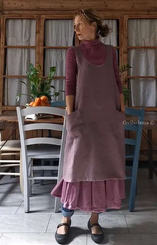 DISPONIBILE IN PREORDINE Grembiule da cucina in lino rosa in stile giapponese (Ref. 79) grembiule donna tessuti moderni