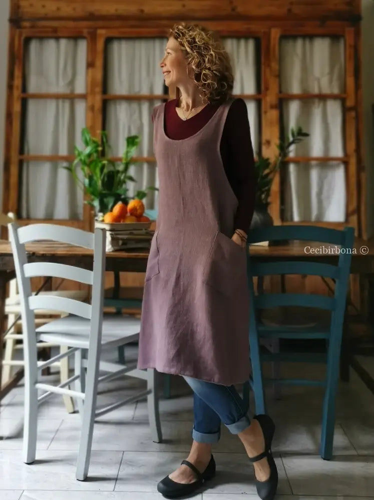 DISPONIBILE IN PREORDINE Grembiule da cucina in lino rosa in stile giapponese (Ref. 79) grembiule donna tessuti moderni