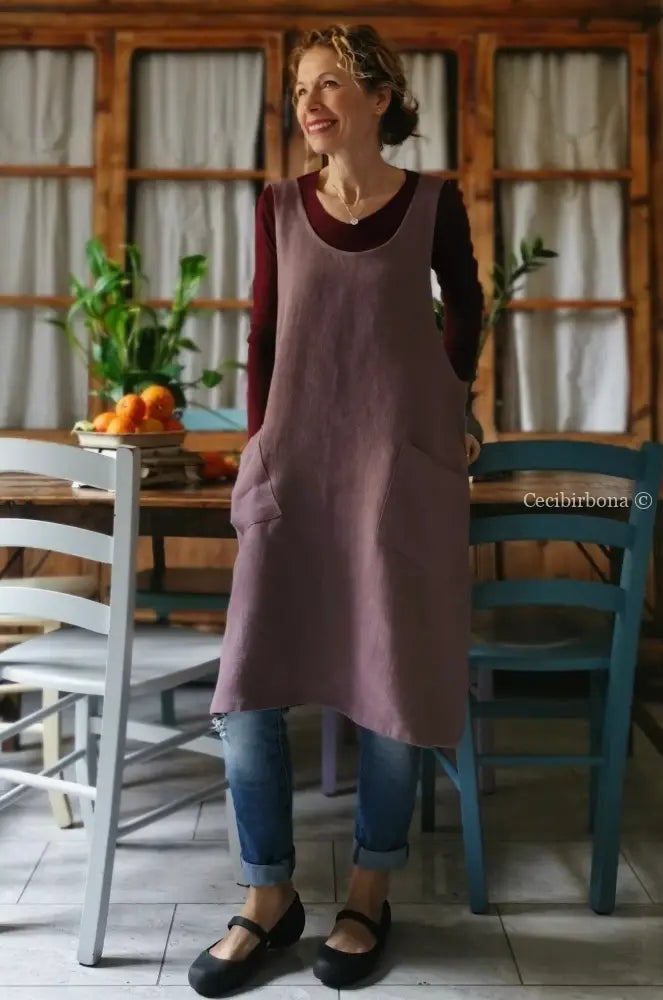 DISPONIBILE IN PREORDINE Grembiule da cucina in lino rosa in stile giapponese (Ref. 79) grembiule donna tessuti moderni