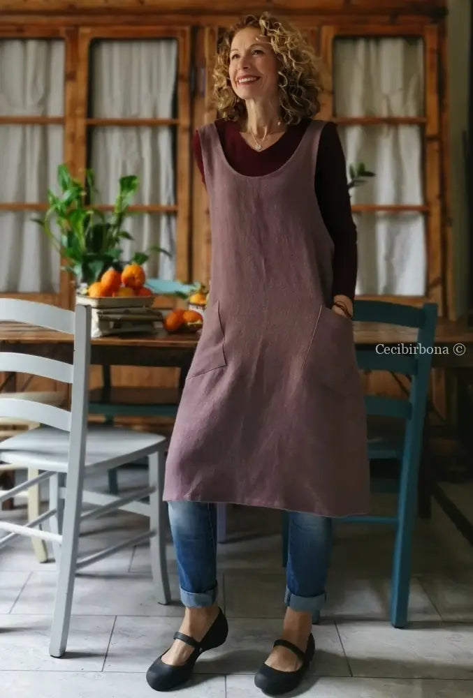 DISPONIBILE IN PREORDINE Grembiule da cucina in lino rosa in stile giapponese (Ref. 79) grembiule donna tessuti moderni