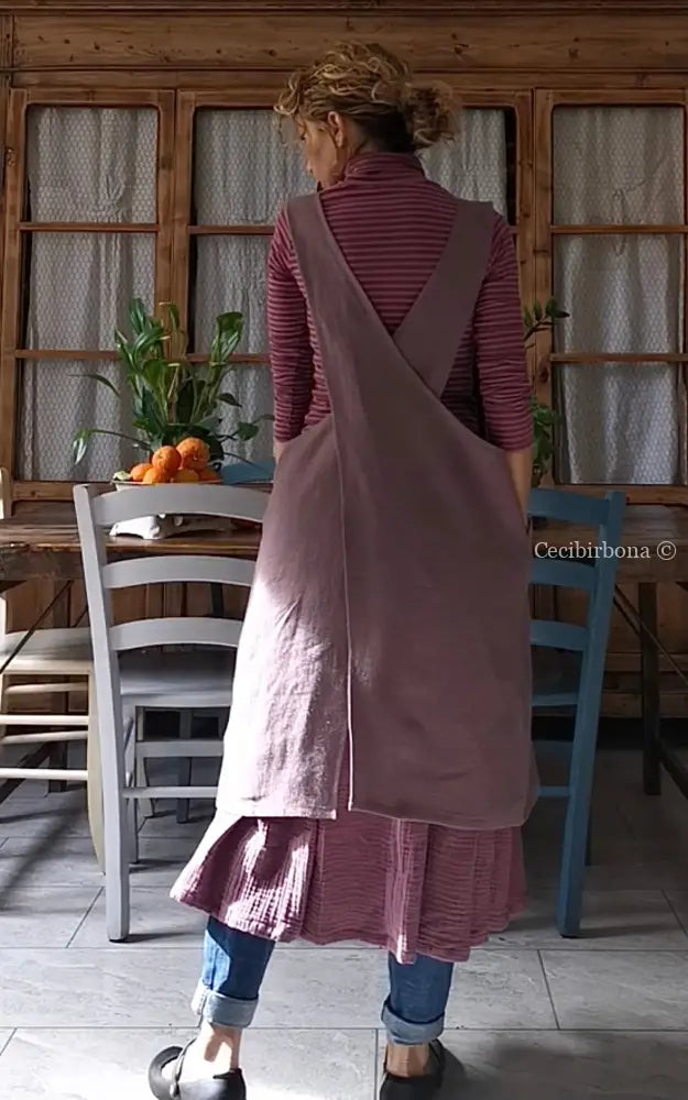 DISPONIBILE IN PREORDINE Grembiule da cucina in lino rosa in stile giapponese (Ref. 79) grembiule donna tessuti moderni