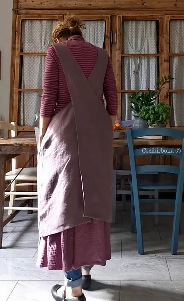 DISPONIBILE IN PREORDINE Grembiule da cucina in lino rosa in stile giapponese (Ref. 79) grembiule donna tessuti moderni