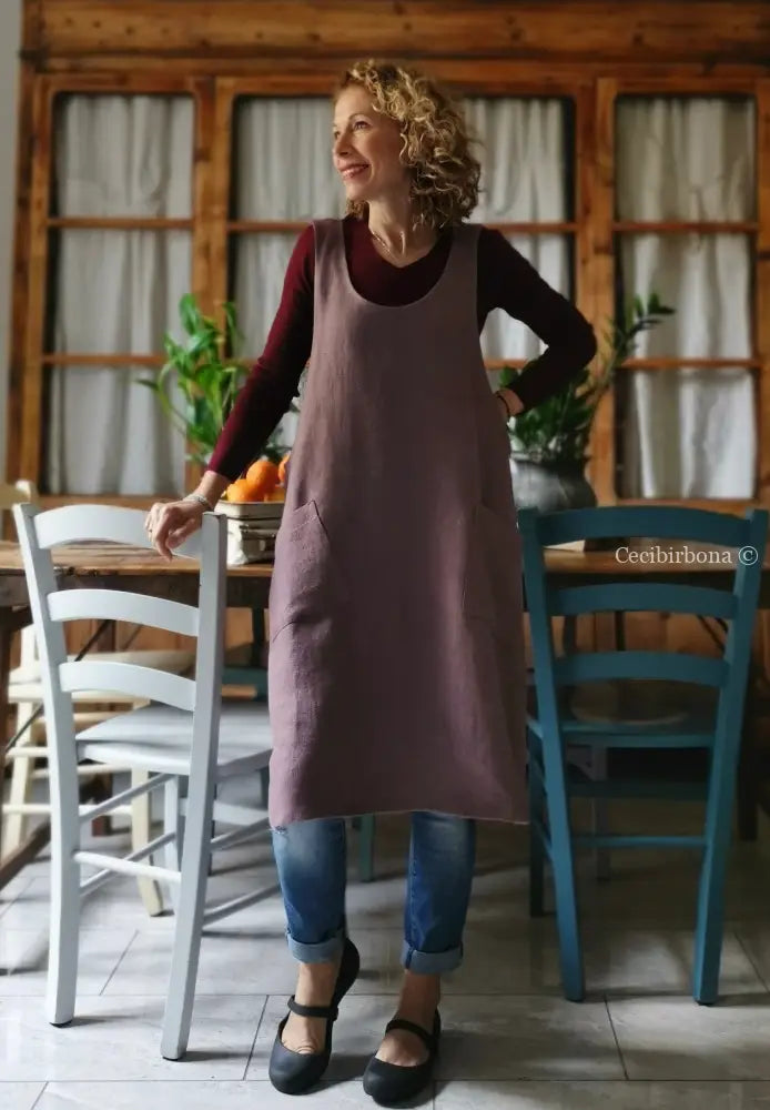 DISPONIBILE IN PREORDINE Grembiule da cucina in lino rosa in stile giapponese (Ref. 79) grembiule donna tessuti moderni