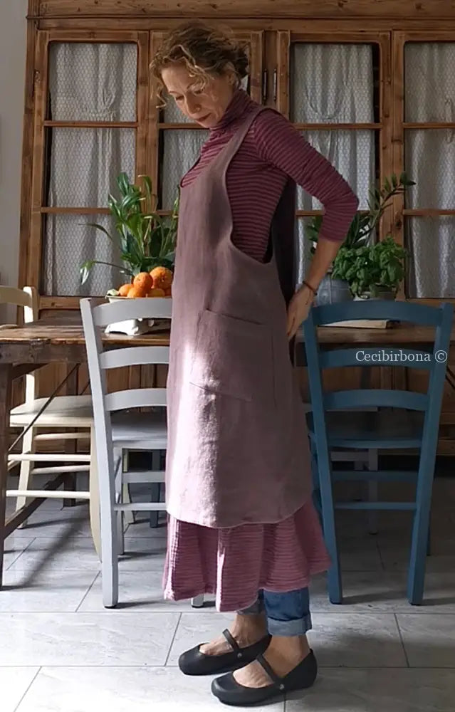 DISPONIBILE IN PREORDINE Grembiule da cucina in lino rosa in stile giapponese (Ref. 79) grembiule donna tessuti moderni