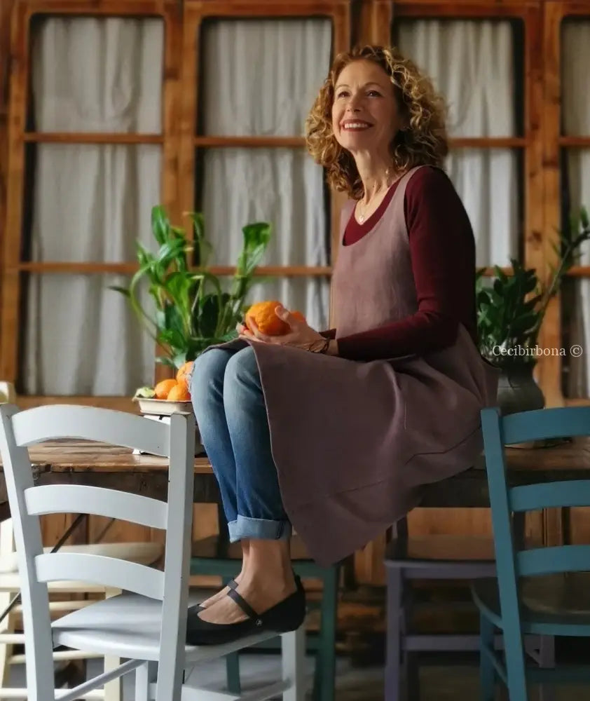 DISPONIBILE IN PREORDINE Grembiule da cucina in lino rosa in stile giapponese (Ref. 79) grembiule donna tessuti moderni