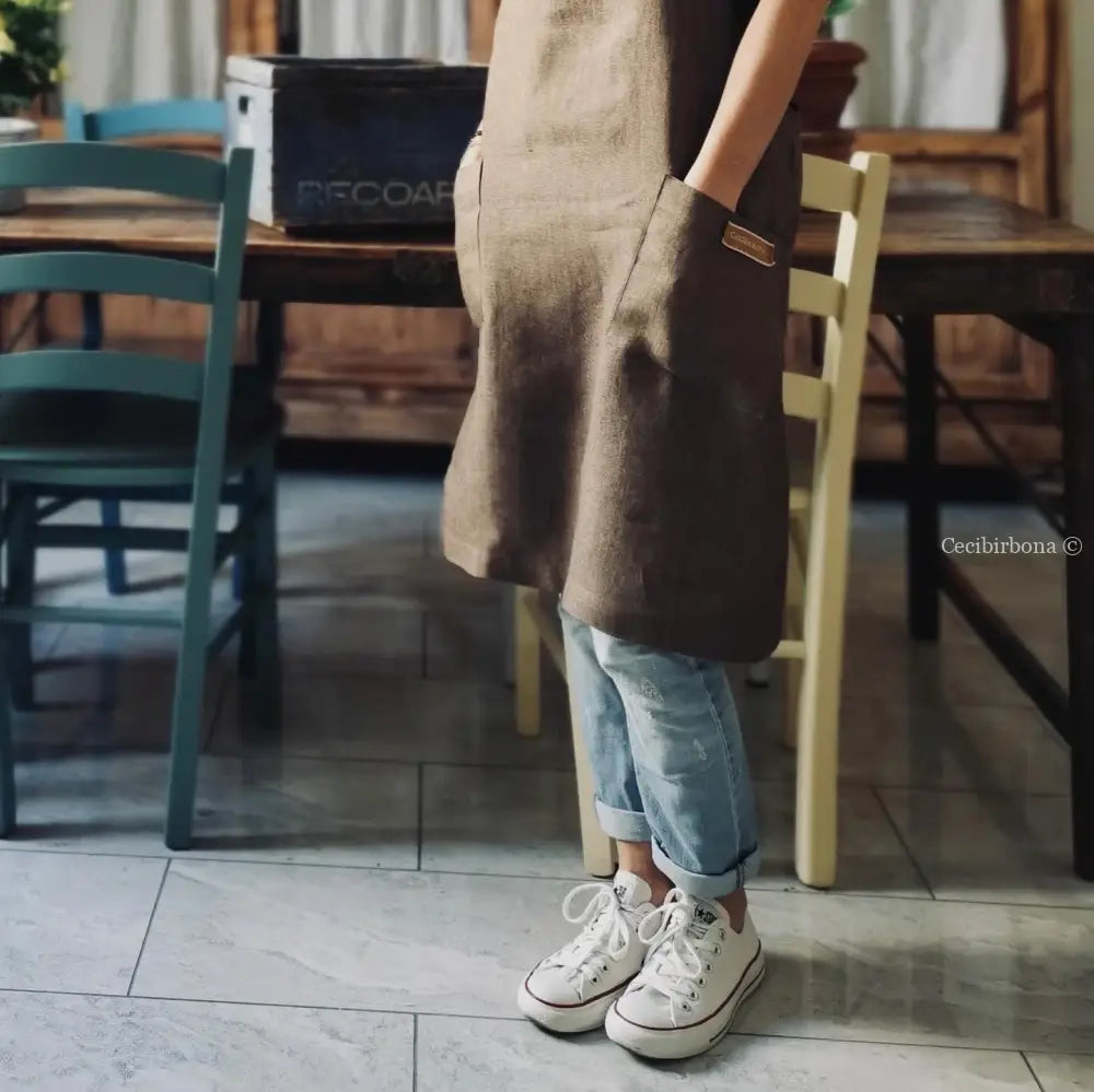 DISPONIBILE IN PREORDINE Grembiule in lino spigato in stile giapponese grembiule donna tessuti moderni