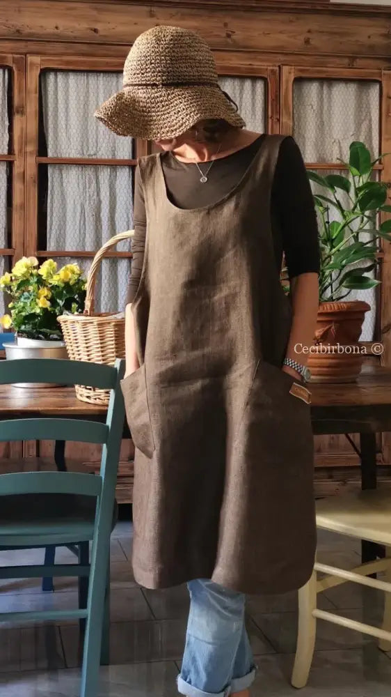 DISPONIBILE IN PREORDINE Grembiule in lino spigato in stile giapponese grembiule donna tessuti moderni
