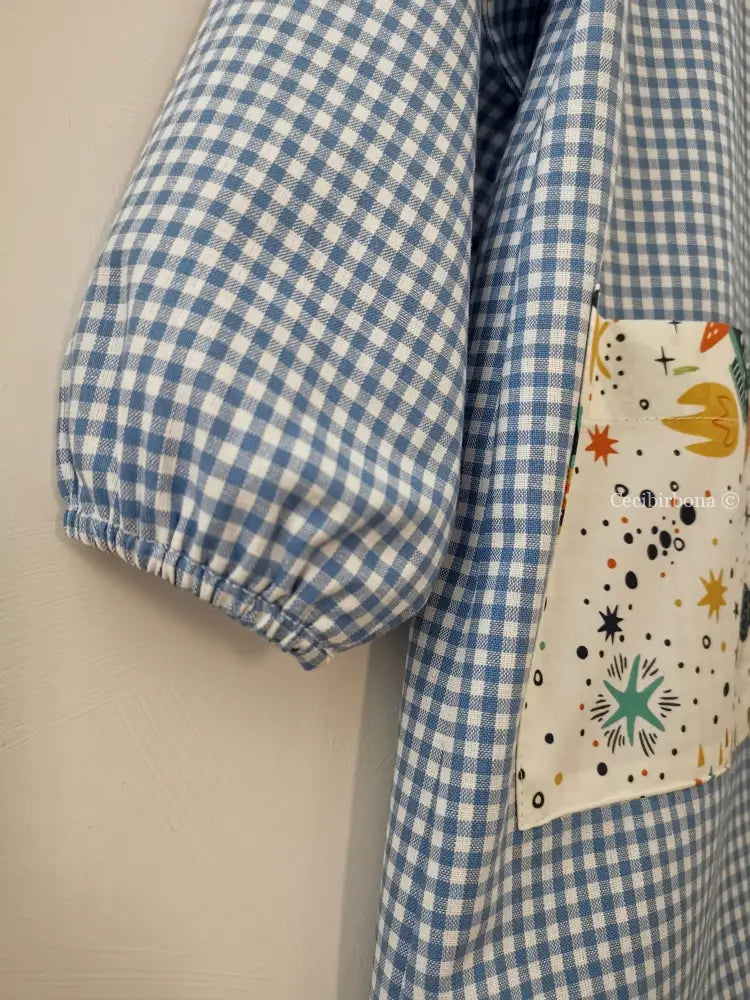 Disponibile in preordine Il grembiulino azzurro con le navicelle spaziali per bimbo grembiule asilo bimbo