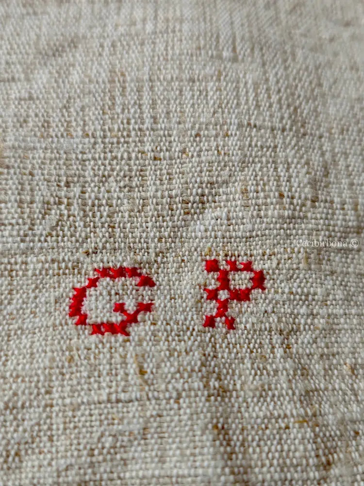 Due canovacci in canapa con monogramma PG biancheria antica per la casa
