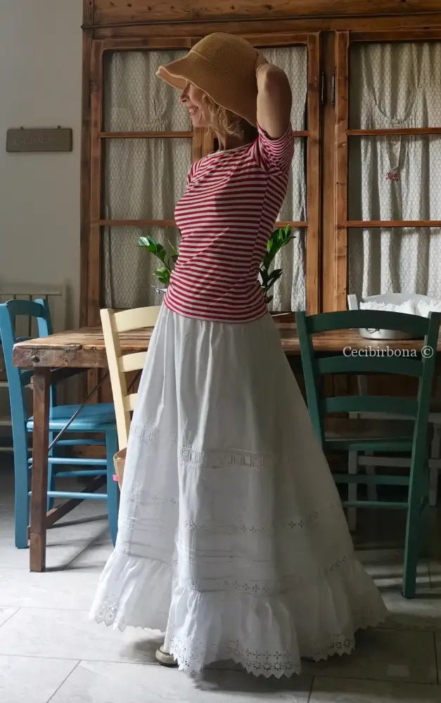 Gonna antica in cotone e sangallo “Corredo di Angiolina” gonna donna