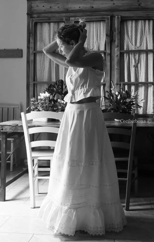 Gonna antica in cotone e sangallo “Corredo di Angiolina” gonna donna