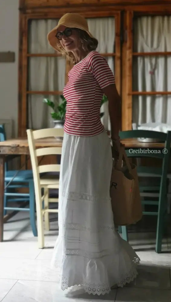 Gonna antica in cotone e sangallo “Corredo di Angiolina” gonna donna