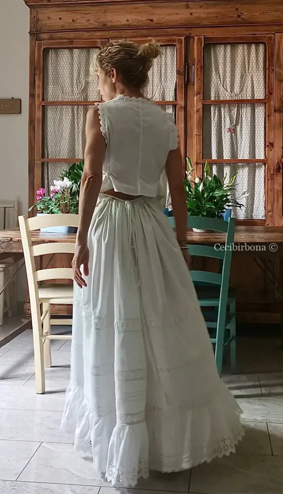 Gonna antica in cotone e sangallo “Corredo di Angiolina” gonna donna