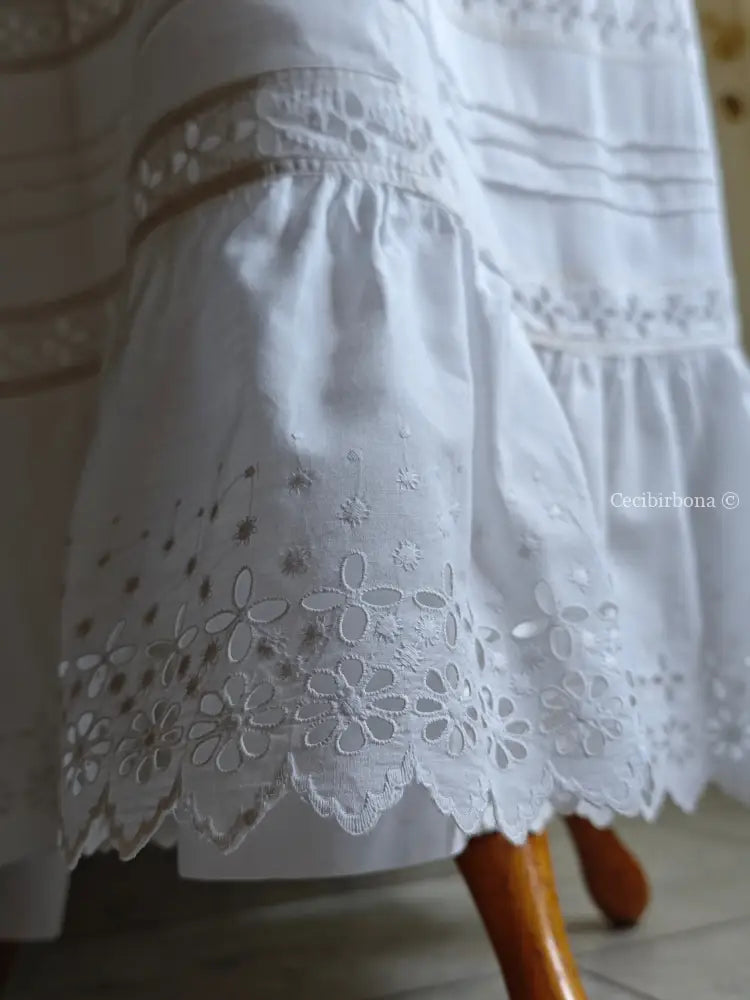 Gonna antica in cotone e sangallo “Corredo di Angiolina” gonna donna