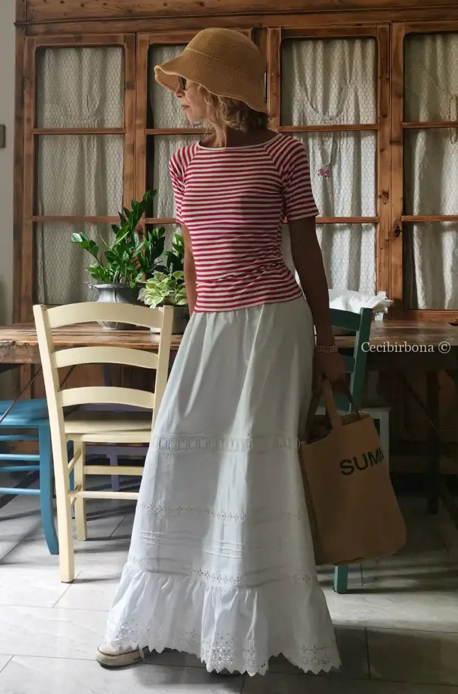 Gonna antica in cotone e sangallo “Corredo di Angiolina” gonna donna