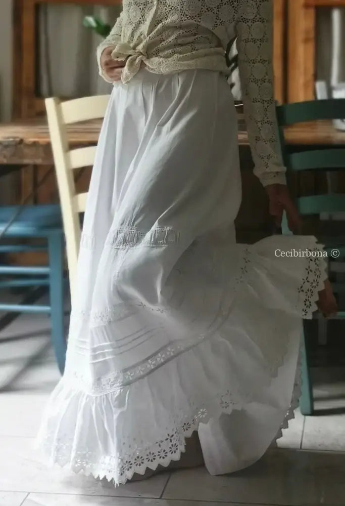 Gonna antica in cotone e sangallo “Corredo di Angiolina” gonna donna