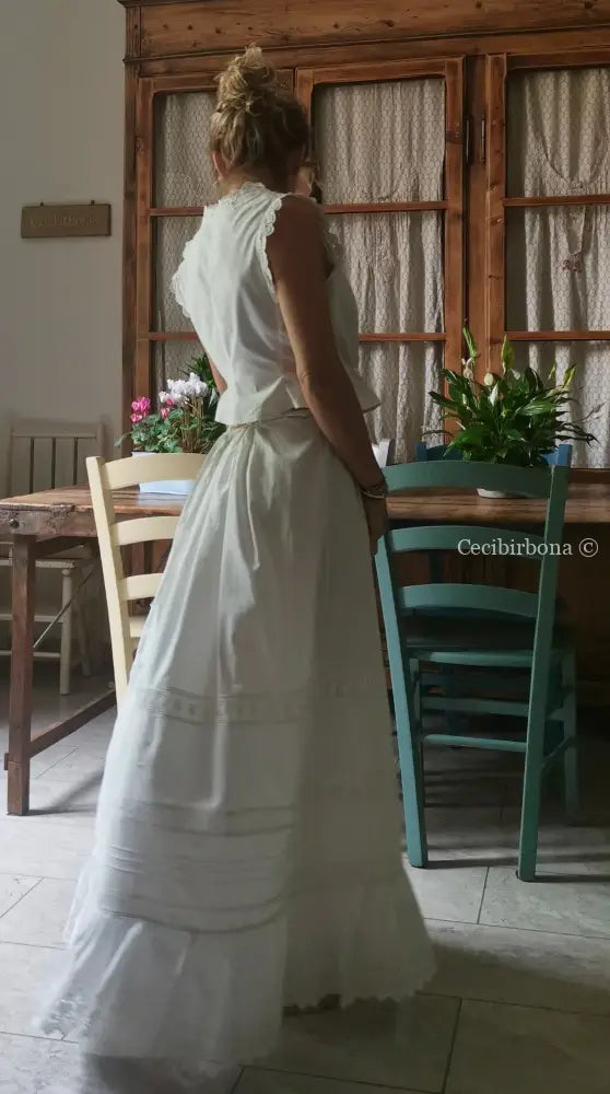 Gonna antica in cotone e sangallo “Corredo di Angiolina” gonna donna