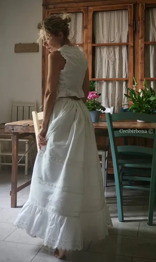 Gonna antica in cotone e sangallo “Corredo di Angiolina” gonna donna