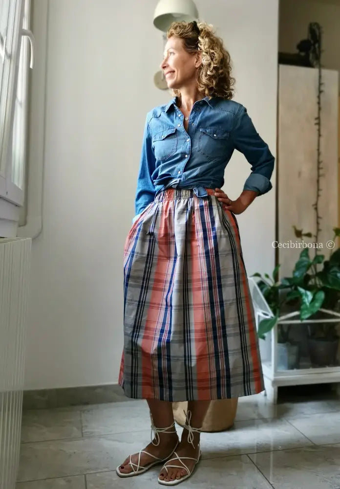 Gonna estiva in taffetà scozzese gonna donna