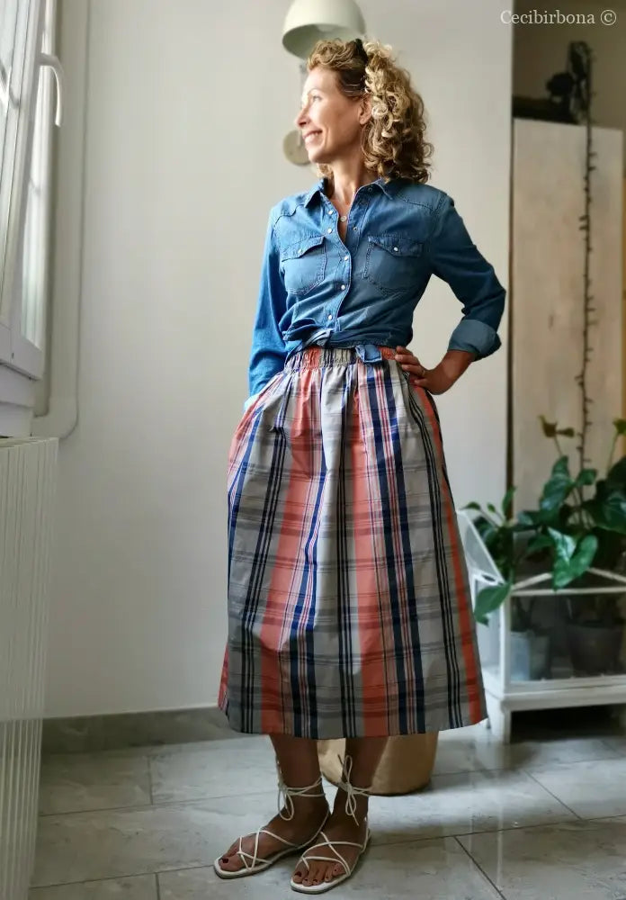 Gonna estiva in taffetà scozzese gonna donna