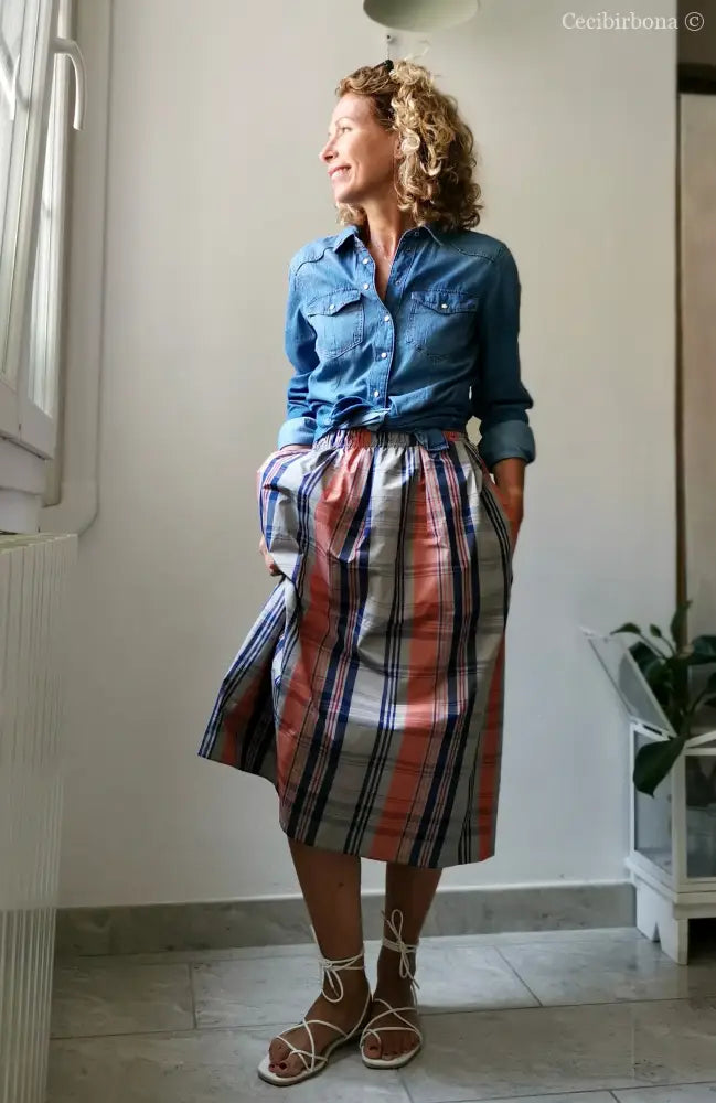 Gonna estiva in taffetà scozzese gonna donna