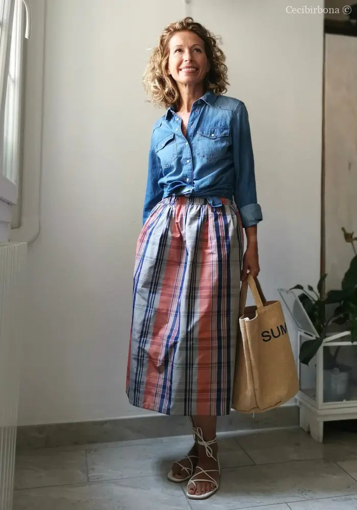 Gonna estiva in taffetà scozzese gonna donna