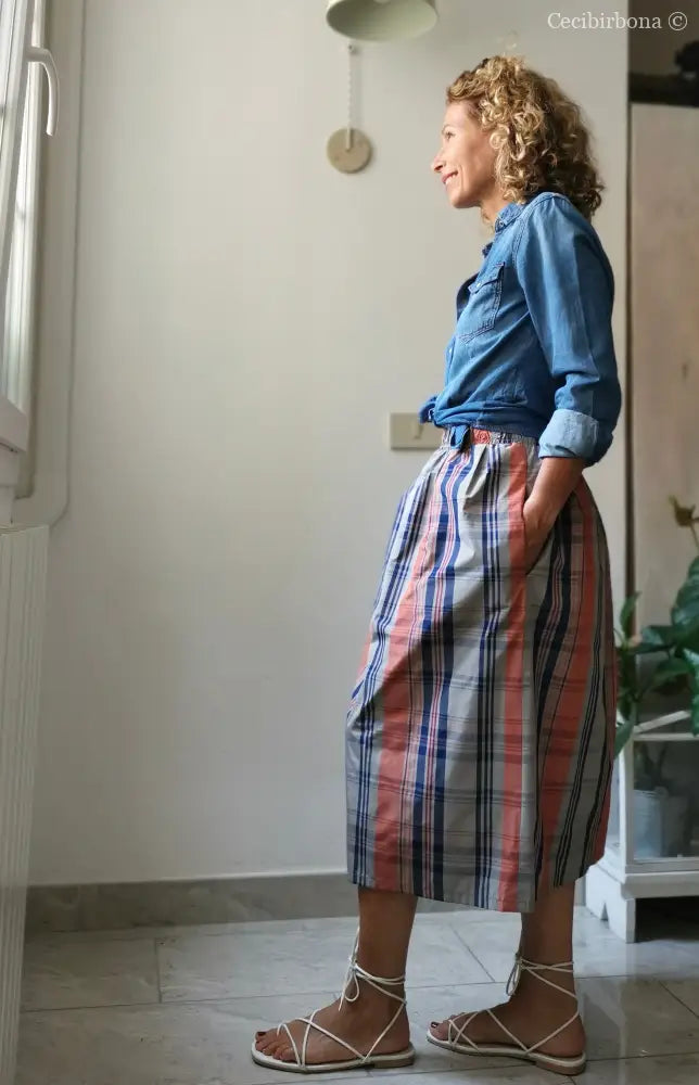 Gonna estiva in taffetà scozzese gonna donna