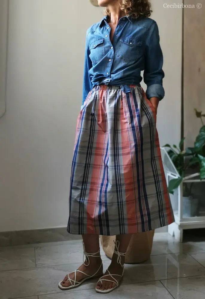 Gonna estiva in taffetà scozzese gonna donna