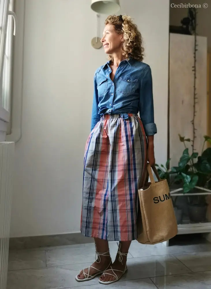 Gonna estiva in taffetà scozzese gonna donna