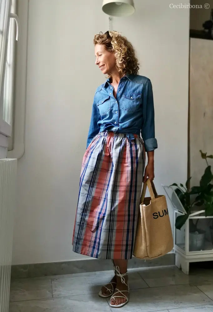 Gonna estiva in taffetà scozzese gonna donna