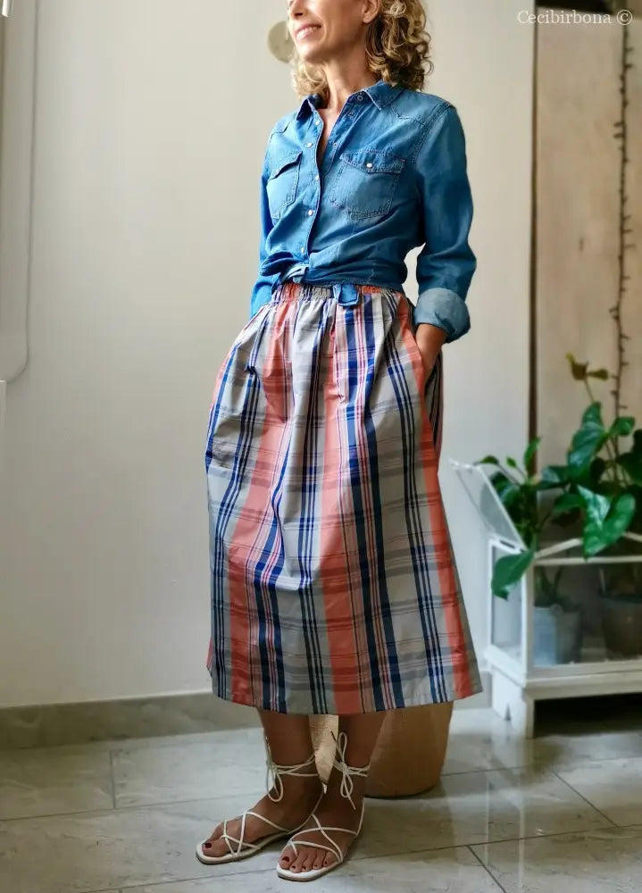 Gonna estiva in taffetà scozzese gonna donna