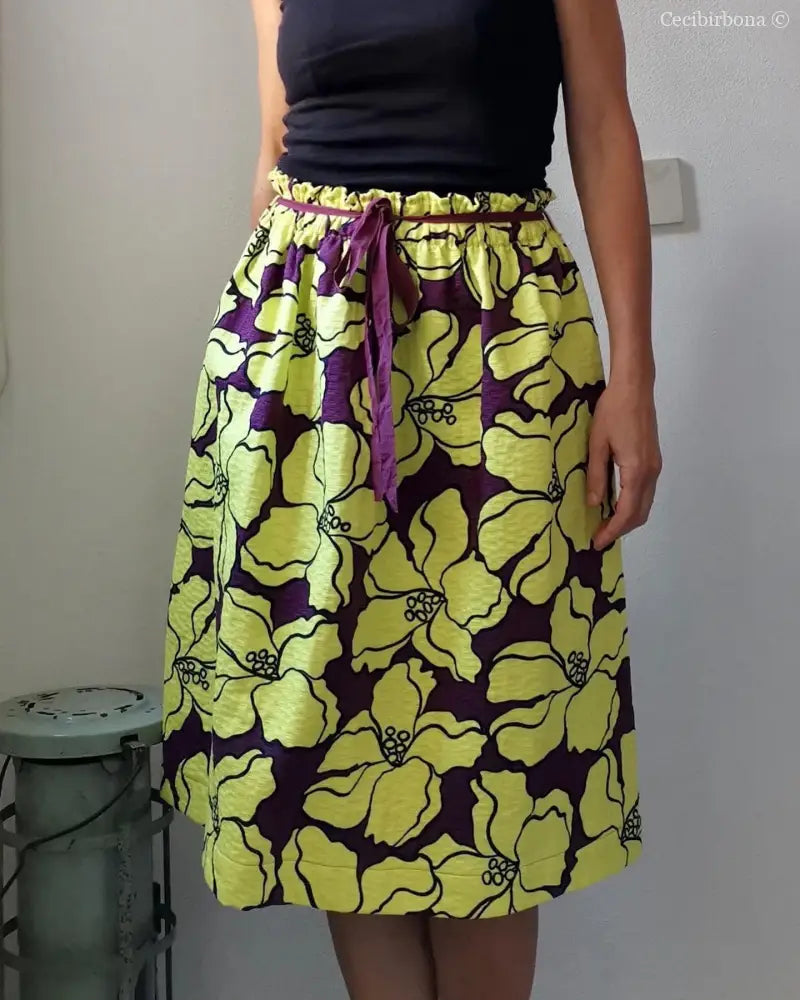 Gonna gialla a fiori con elastico in vita (Ref. 106) gonna donna