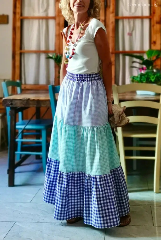 Gonna in cotone a balze colorate gonna donna