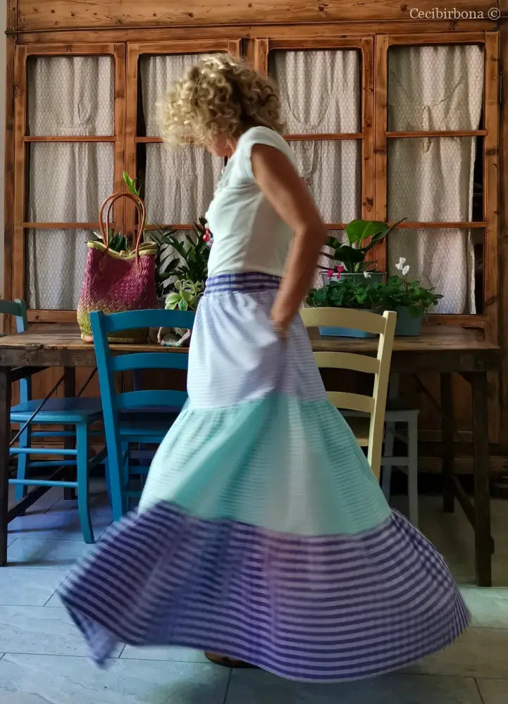 Gonna in cotone a balze colorate gonna donna