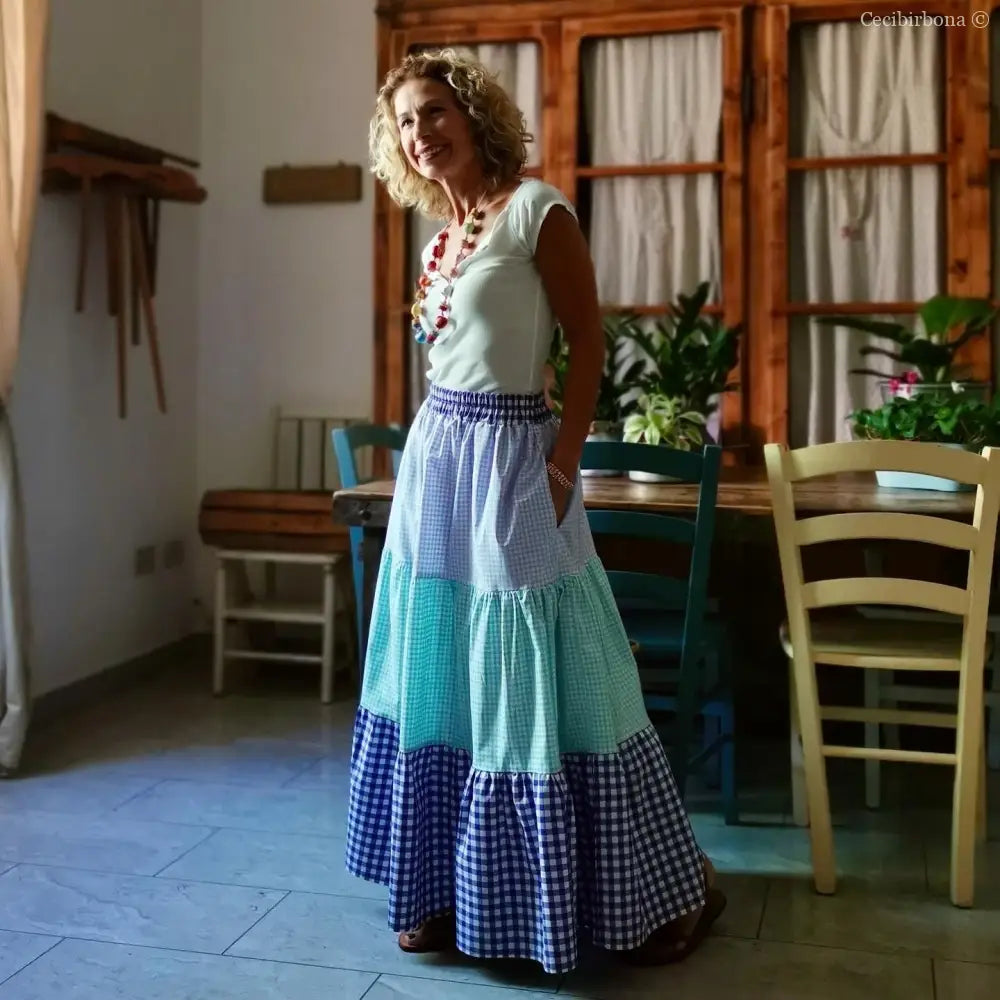 Gonna in cotone a balze colorate gonna donna