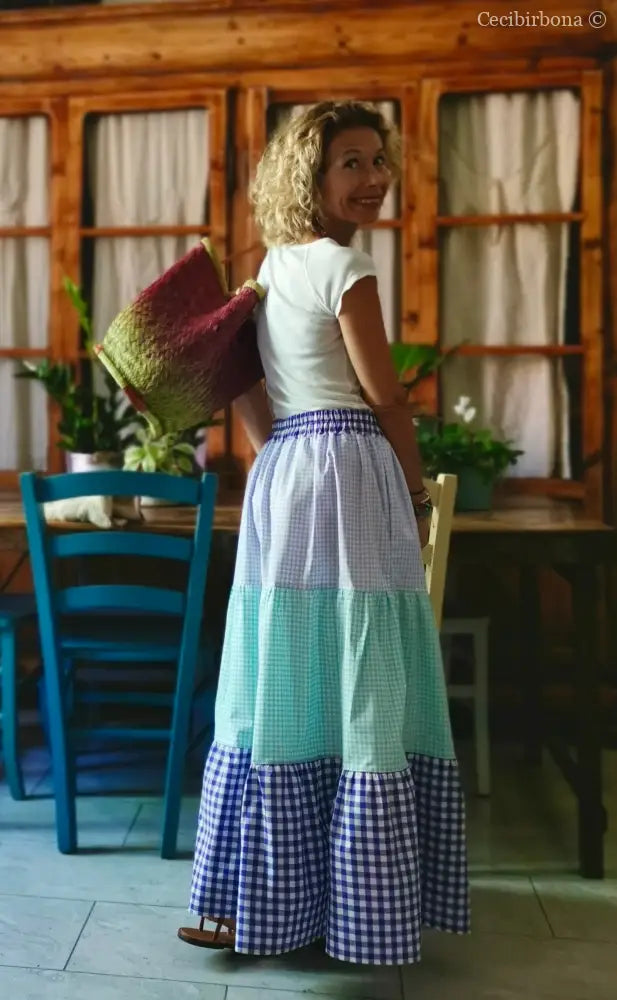 Gonna in cotone a balze colorate gonna donna