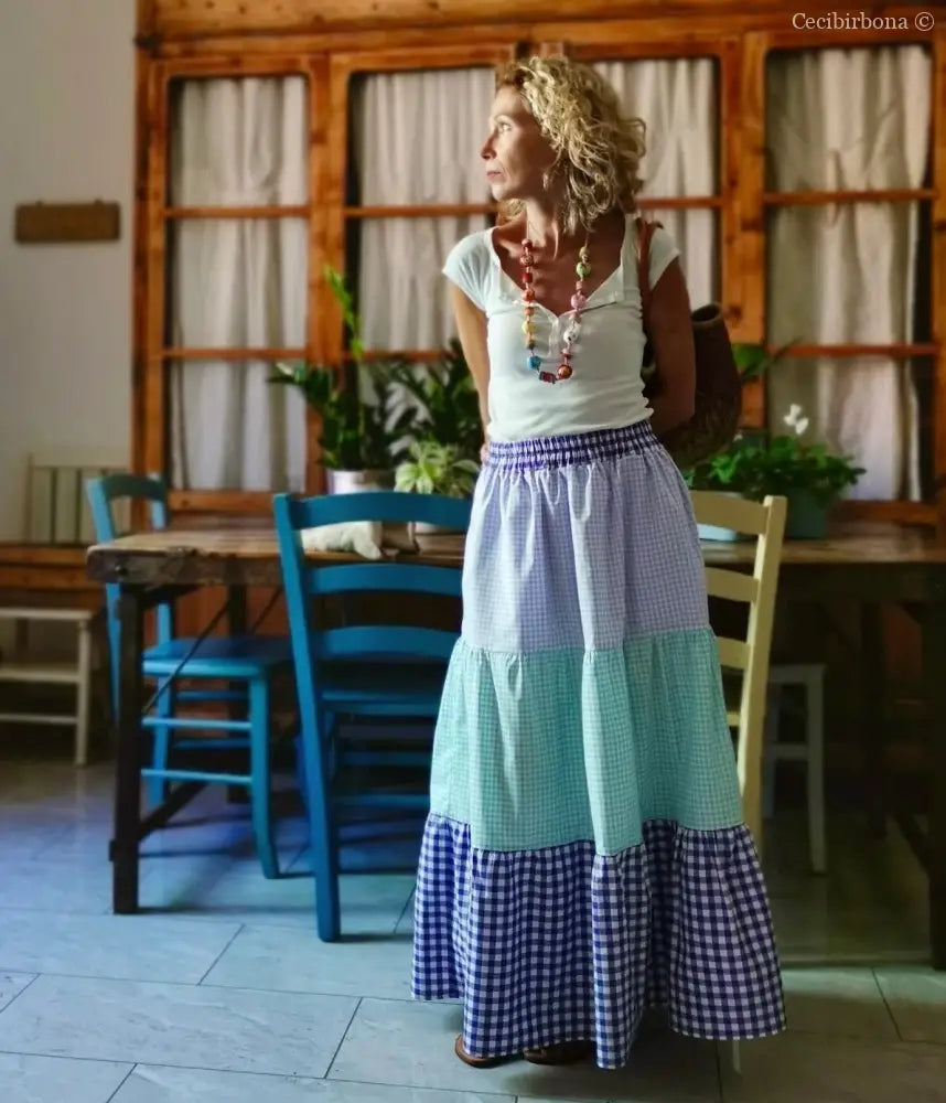 Gonna in cotone a balze colorate gonna donna