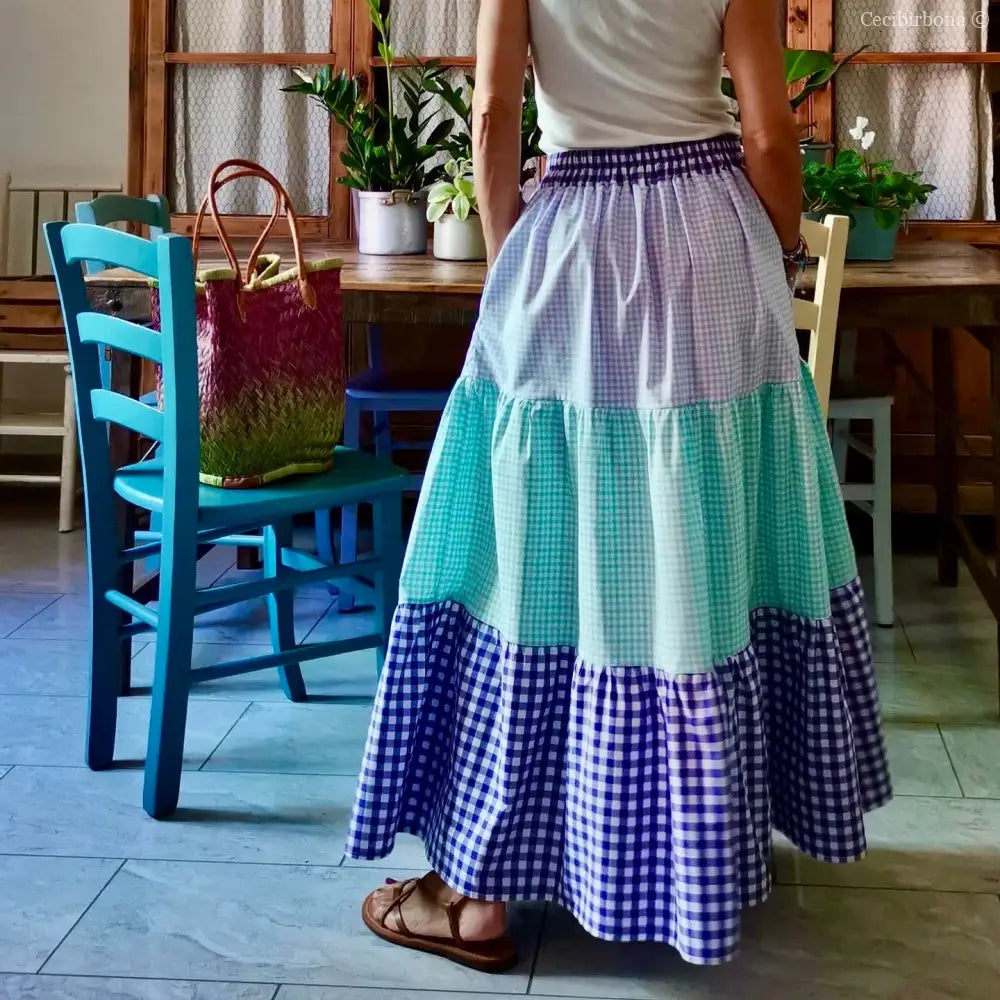 Gonna in cotone a balze colorate gonna donna