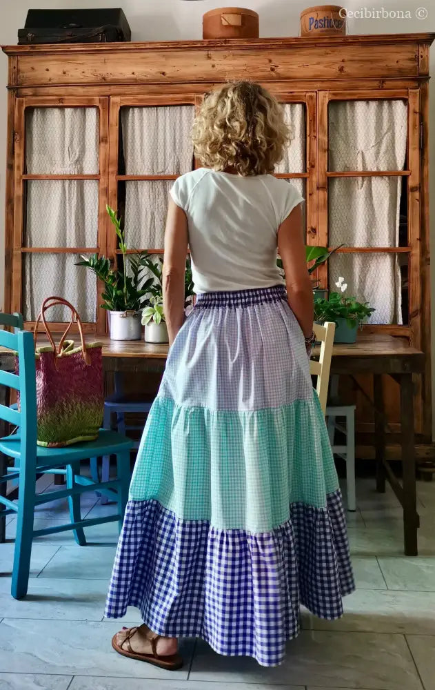 Gonna in cotone a balze colorate gonna donna