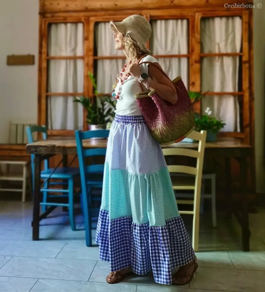 Gonna in cotone a balze colorate gonna donna