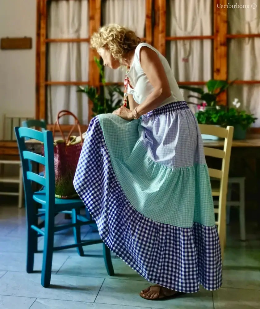 Gonna in cotone a balze colorate gonna donna