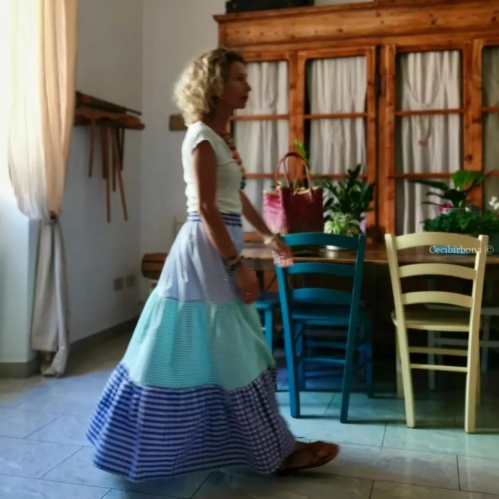 Gonna in cotone a balze colorate gonna donna
