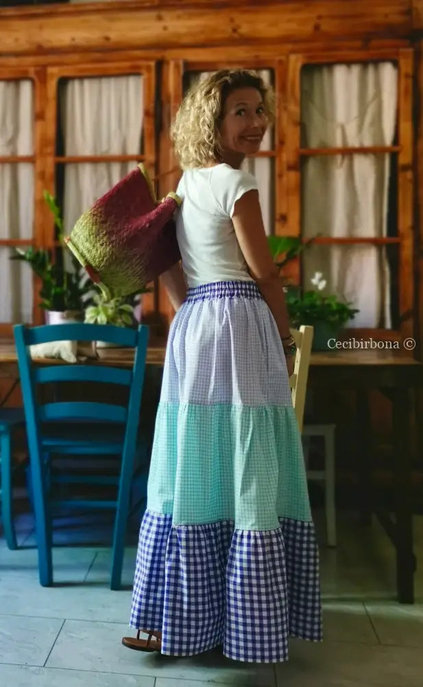 Gonna in cotone a balze colorate gonna donna