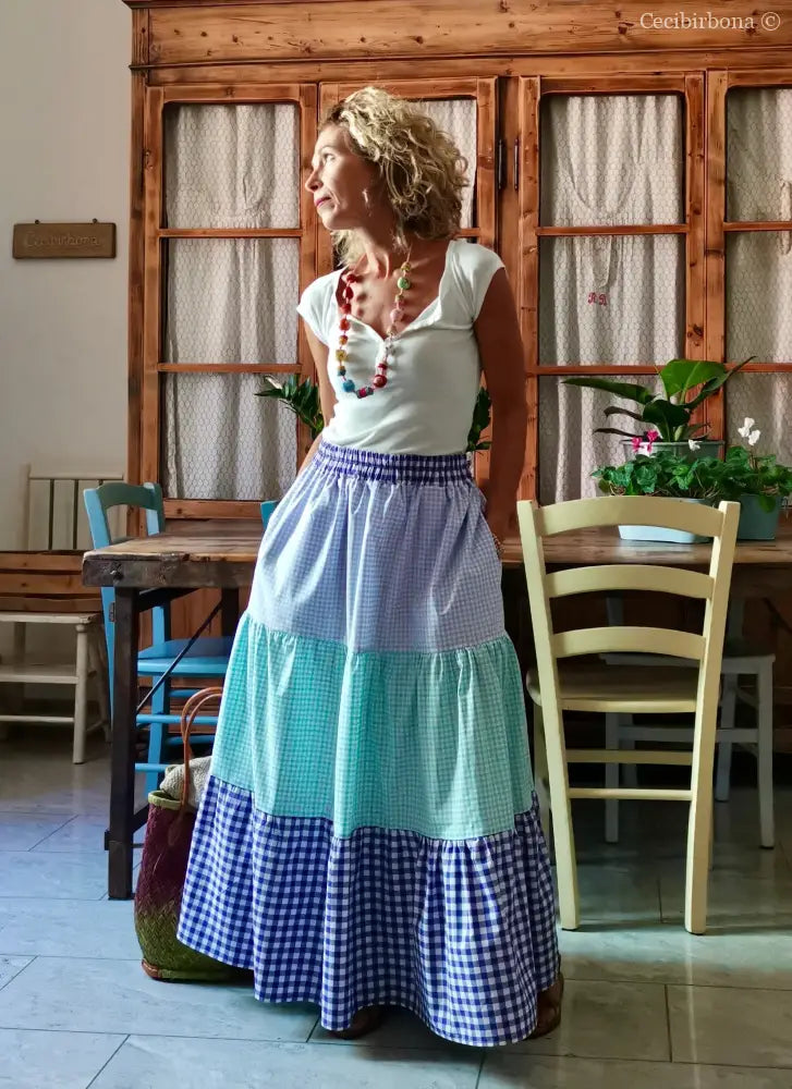 Gonna in cotone a balze colorate gonna donna