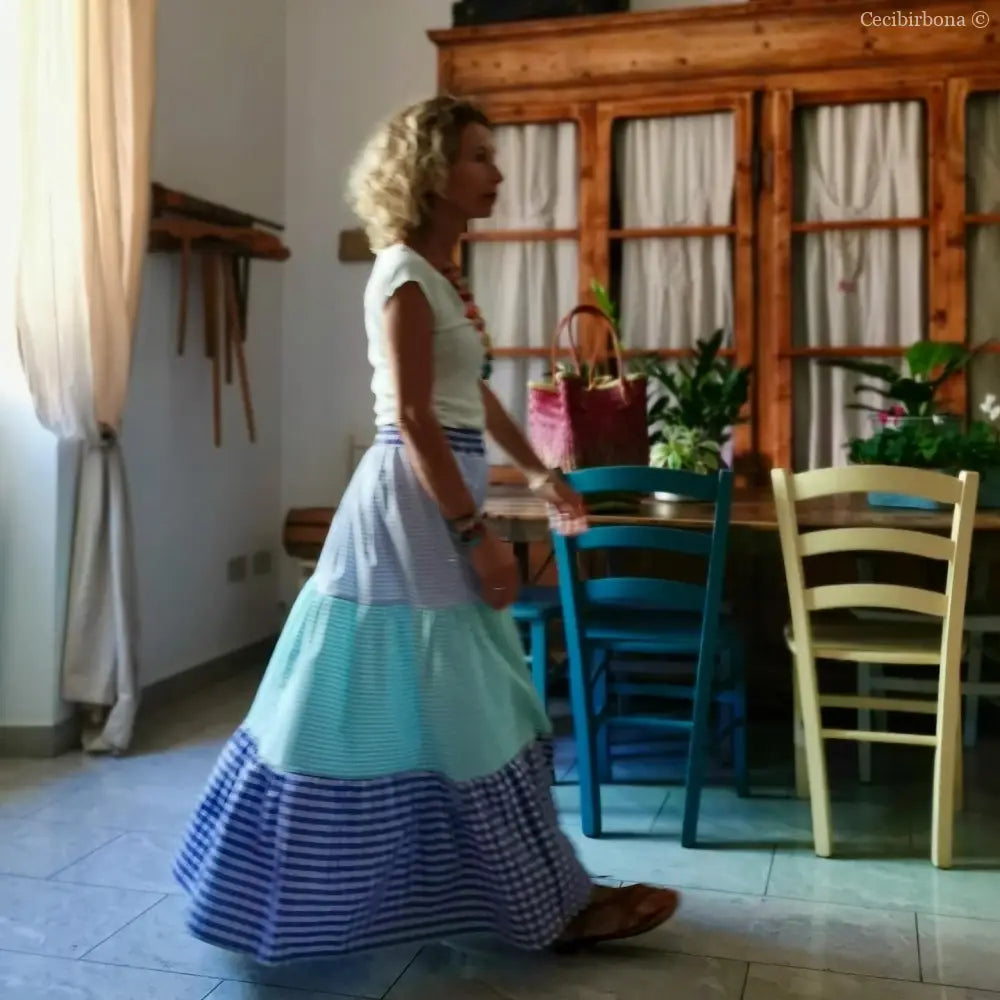 Gonna in cotone a balze colorate gonna donna