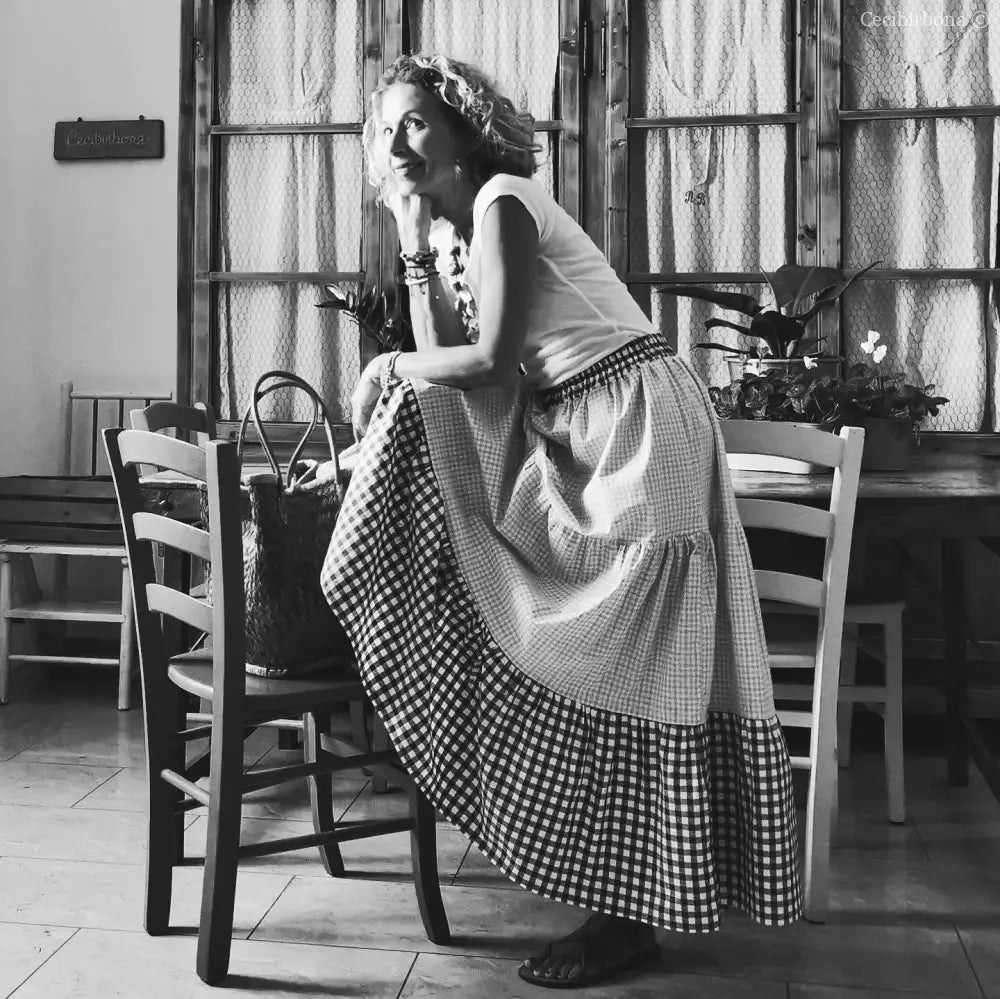 Gonna in cotone a balze colorate gonna donna