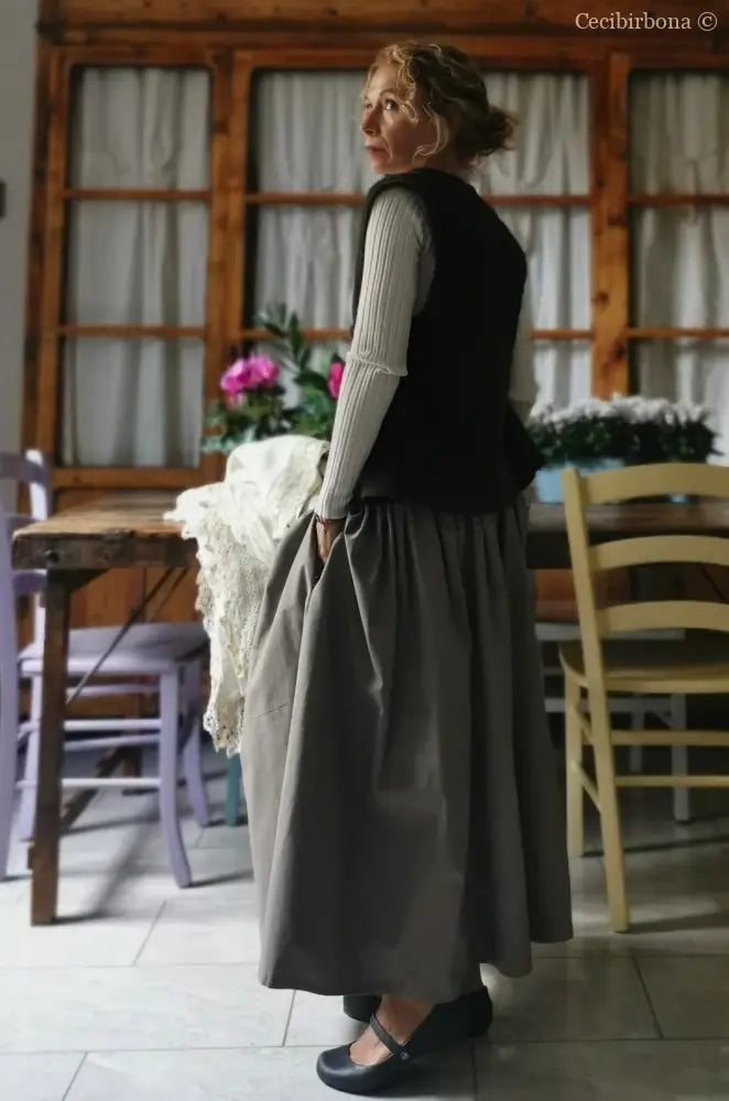 Gonna in cotone vintage con cinturino elastico e tasche (Ref. 103) gonna donna