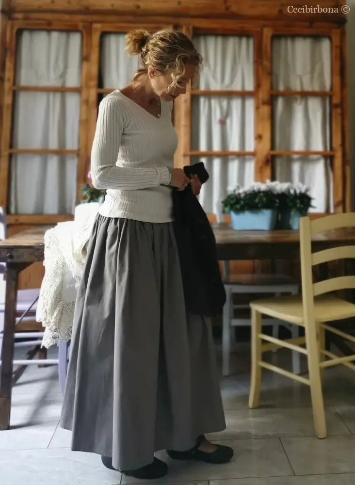 Gonna in cotone vintage con cinturino elastico e tasche (Ref. 103) gonna donna