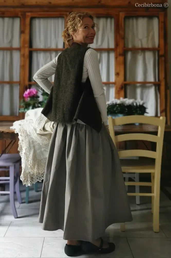 Gonna in cotone vintage con cinturino elastico e tasche (Ref. 103) gonna donna