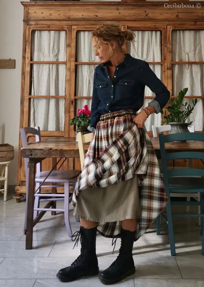 Gonna in lana e cotone tartan (Ref. 120) gonna donna